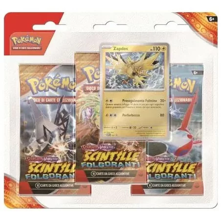 Pokèmon Scarlatto & Violetto: Scintille Folgoranti 3 Pack Blister Zapdos (ITA) - USCITA 08/11/2024