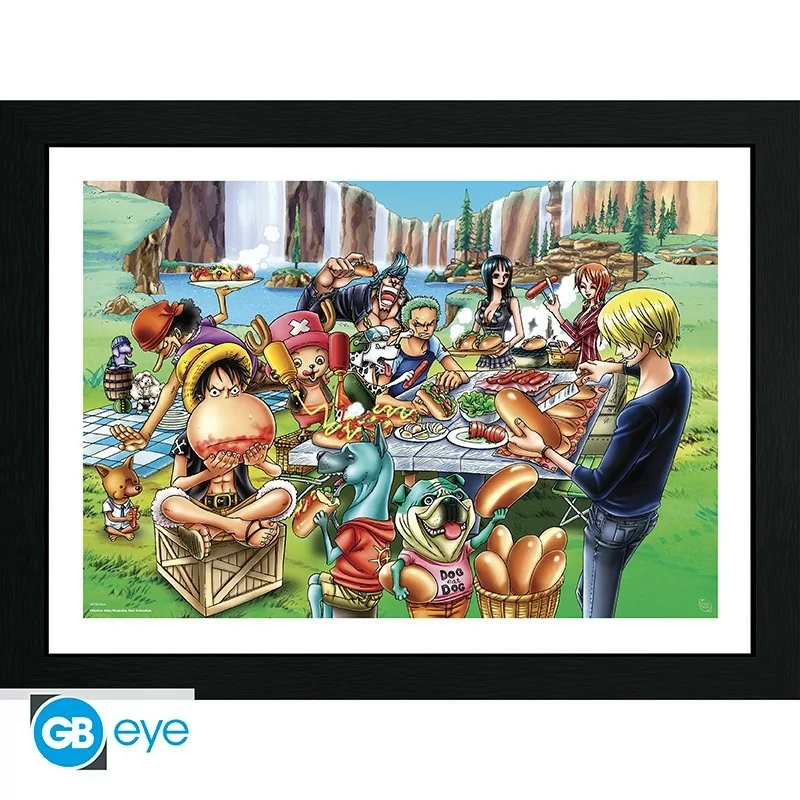 Poster Incorniciato - One PIece - Hot-Dog Party